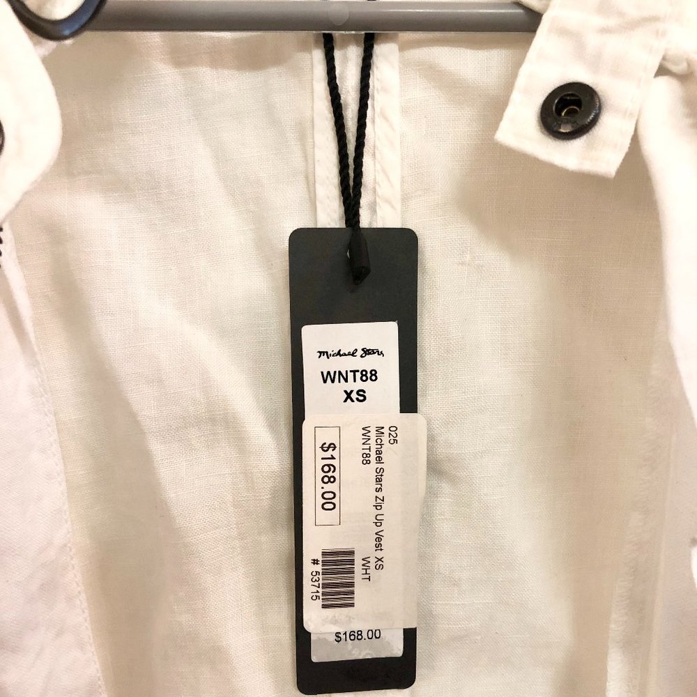Michael Stars Linen Moto Vest Size XS NWT White - Picture 4 of 13